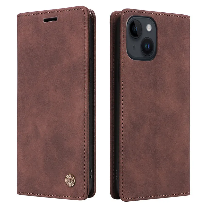 006 Series For iPhone 15 Plus Case PU Leather Wallet Stand Phone Cover