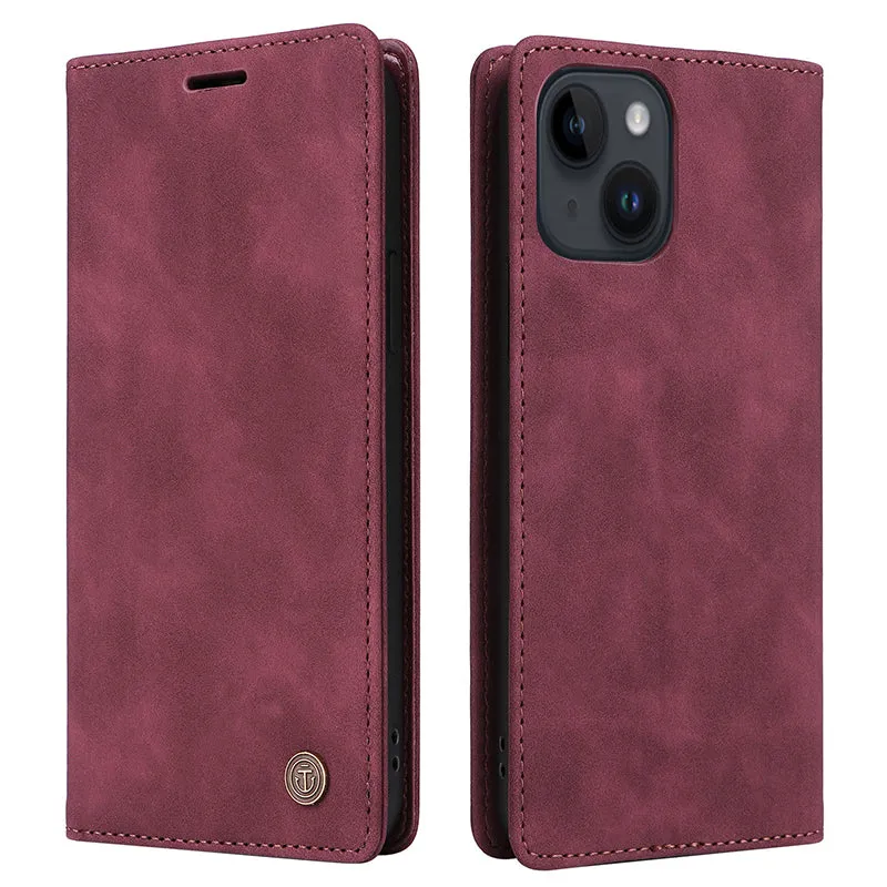 006 Series For iPhone 15 Plus Case PU Leather Wallet Stand Phone Cover