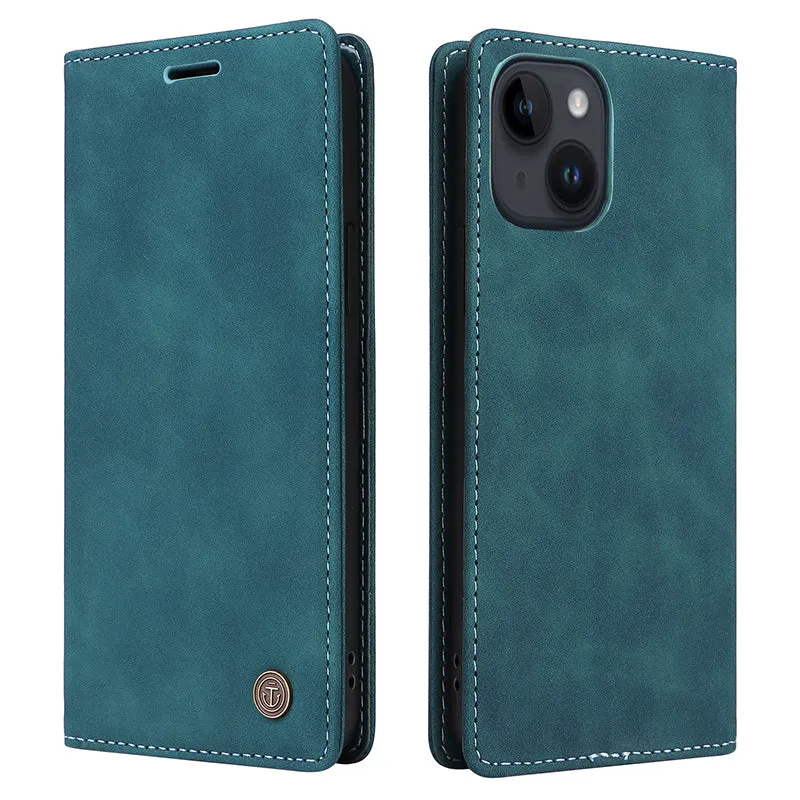 006 Series For iPhone 15 Plus Case PU Leather Wallet Stand Phone Cover