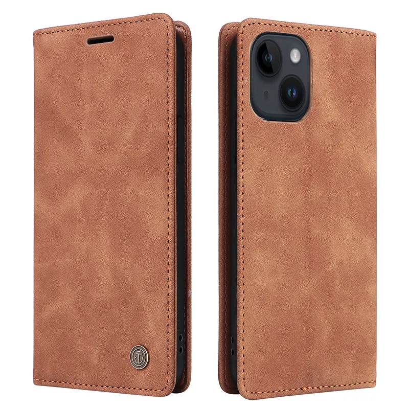 006 Series For iPhone 15 Plus Case PU Leather Wallet Stand Phone Cover