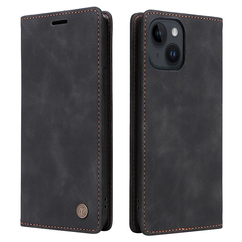 006 Series For iPhone 15 Plus Case PU Leather Wallet Stand Phone Cover