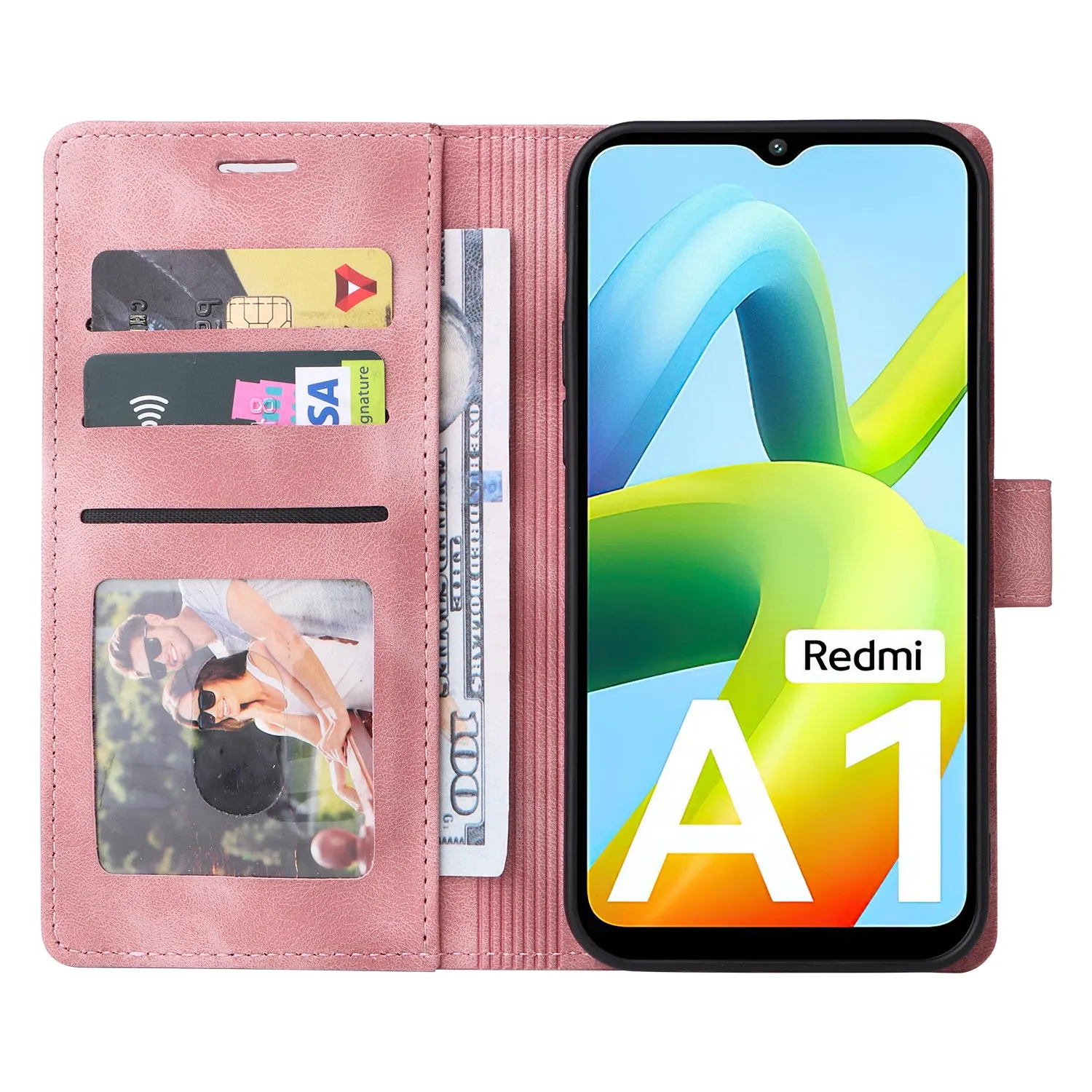 007 Series For Xiaomi Redmi A1 4G / A2 4G Leather Phone Case Stand Wallet Skin-touch Phone Cover