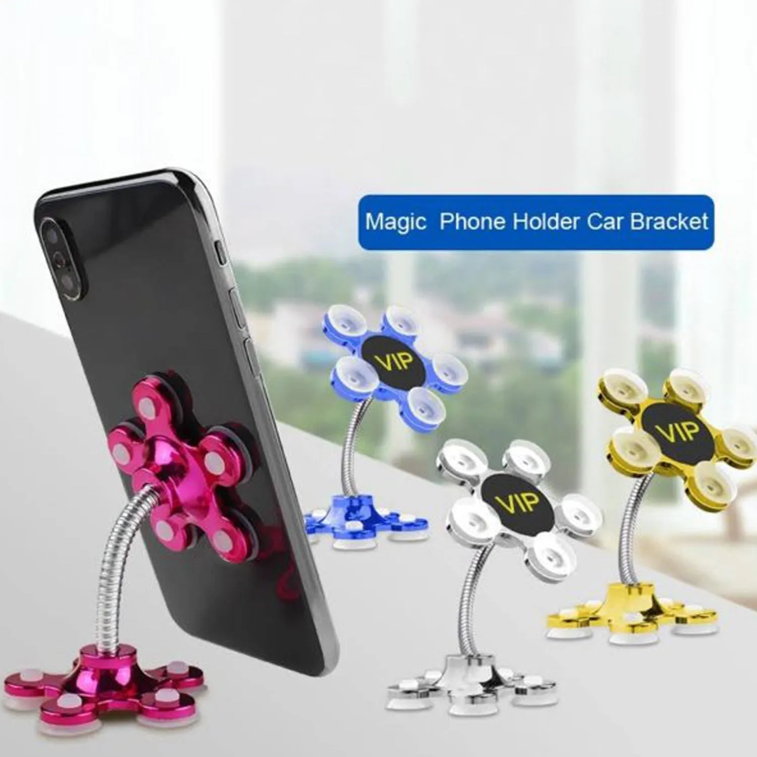 0661 Phone Holder, 360°Rotatable Phone Stand Multi-Function Double-Sided Suction Cup Mobile Phone Holder vip stand