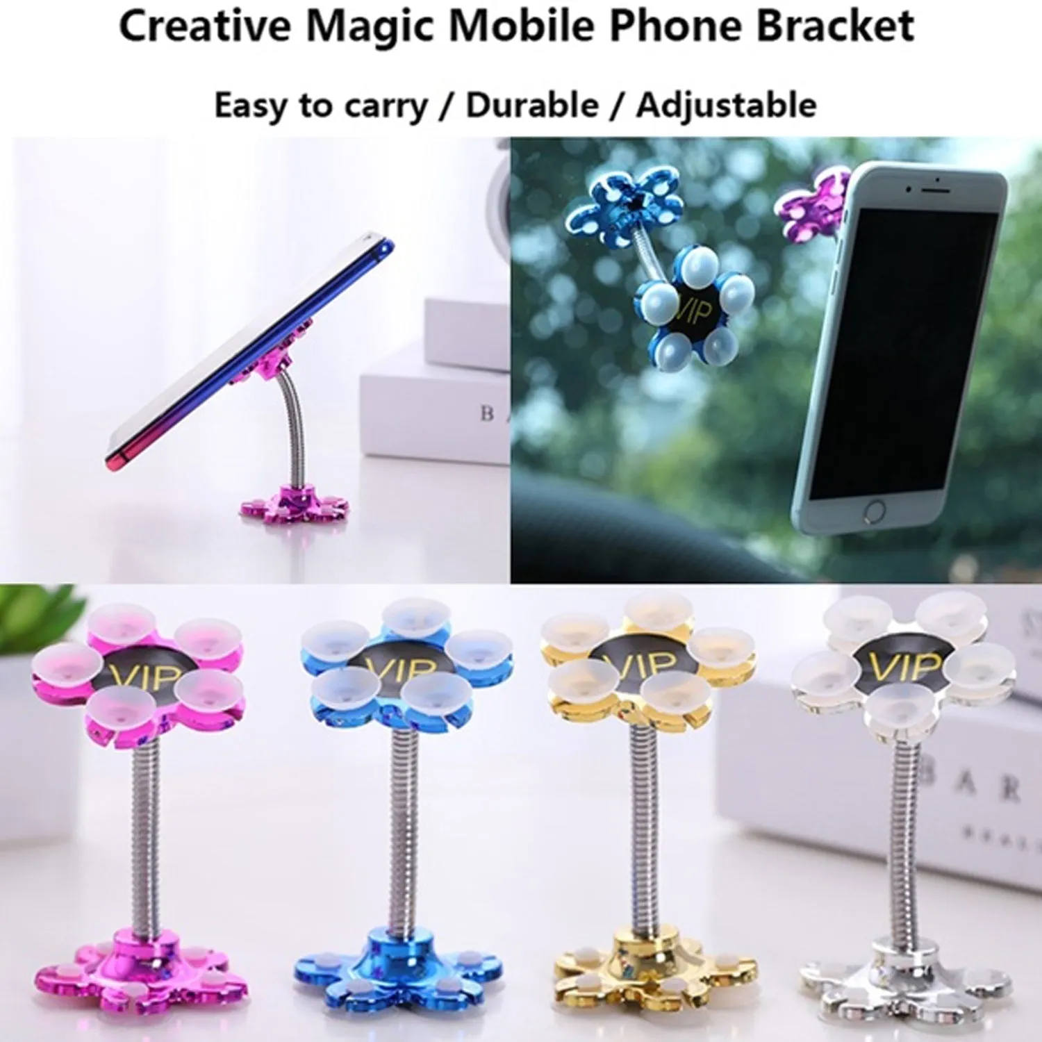 0661 Phone Holder, 360°Rotatable Phone Stand Multi-Function Double-Sided Suction Cup Mobile Phone Holder vip stand