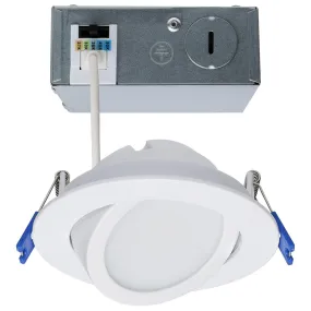 11 Watt; 4"; Directional Low-Profile Downlight; CCT Selectable; 120 Volt; White Finish