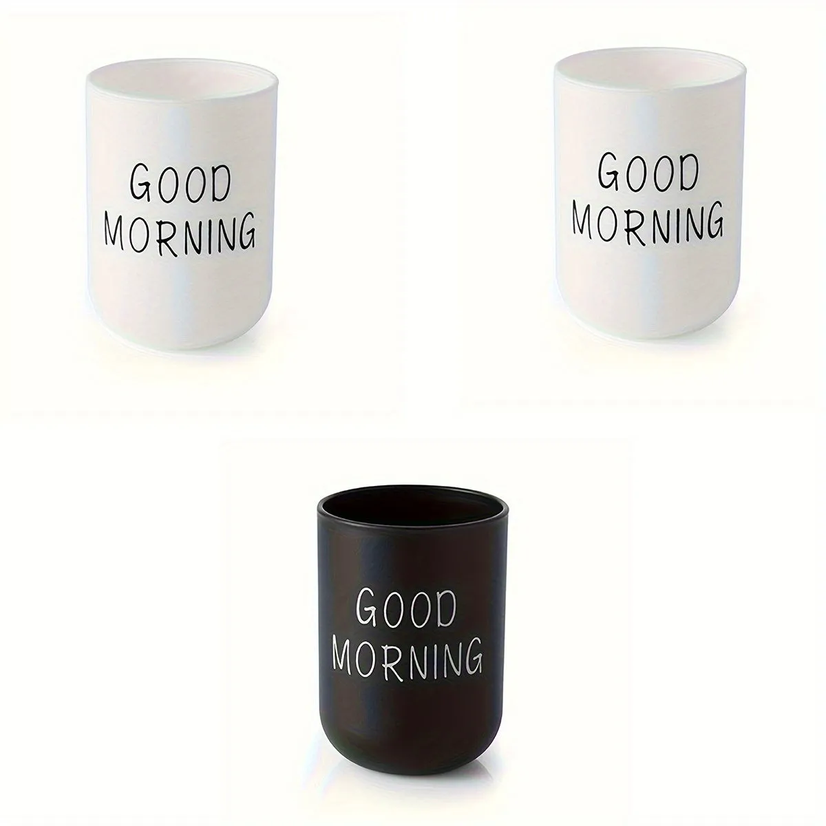 1/2/3pcs Slogan Graphic Mouthwash Cup, Simple Couple Toothbrush Cup, Plastic Gargle Cup, Bathroom Tumbler, Bathroom Accessories, Home Decor