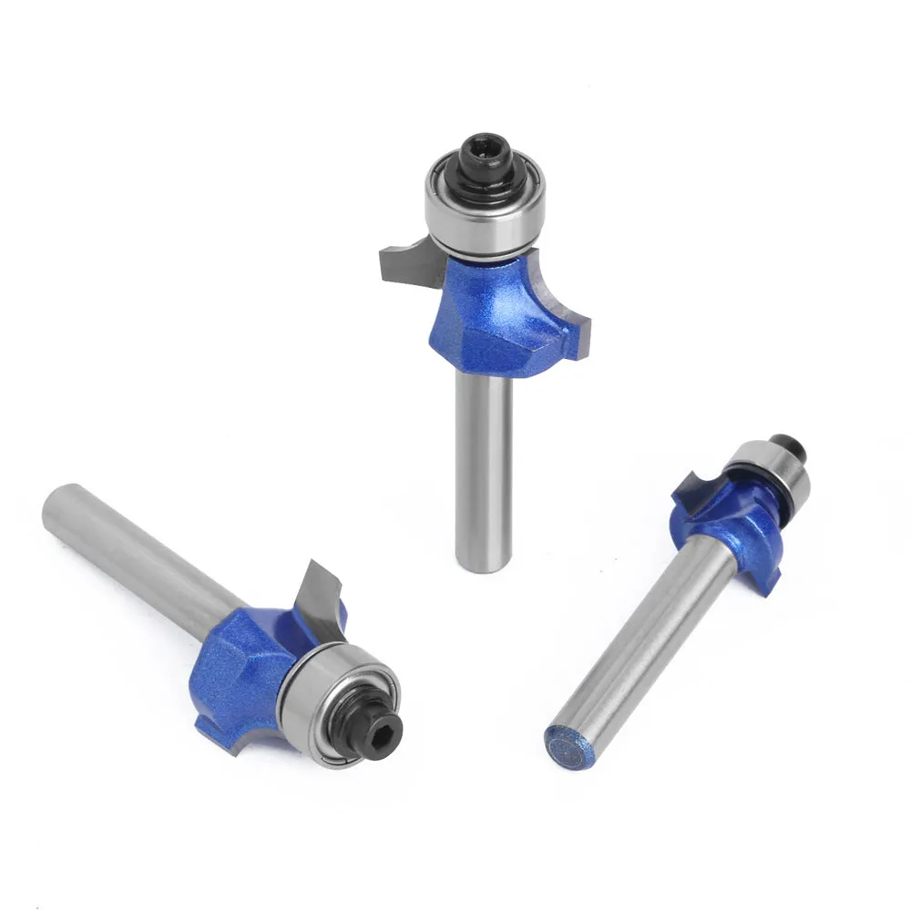 1/4 & 6 Shank Silver Blue Rounded Router Bits for Woodworking, Edge Trimming Machines, and Line Trimming