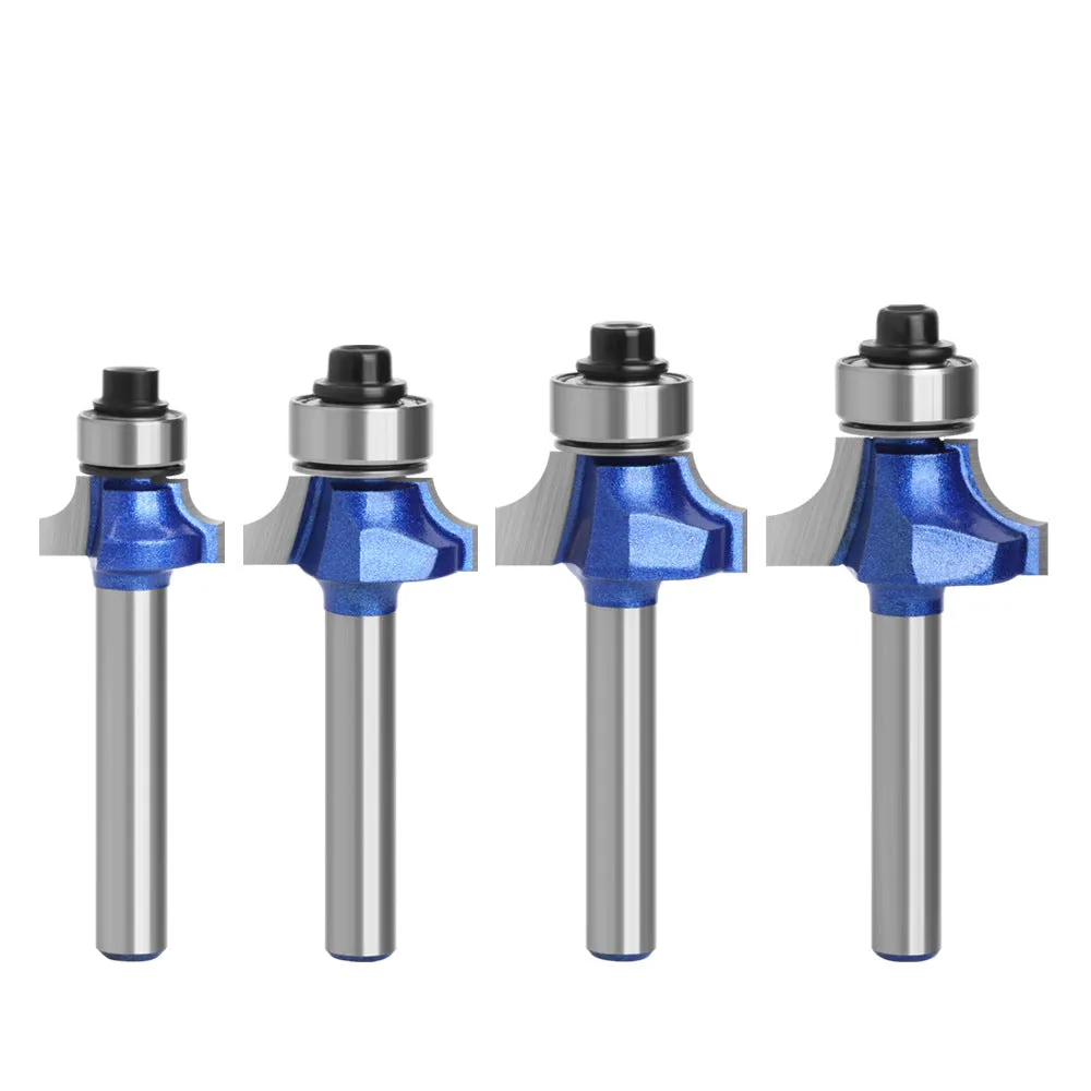 1/4 & 6 Shank Silver Blue Rounded Router Bits for Woodworking, Edge Trimming Machines, and Line Trimming