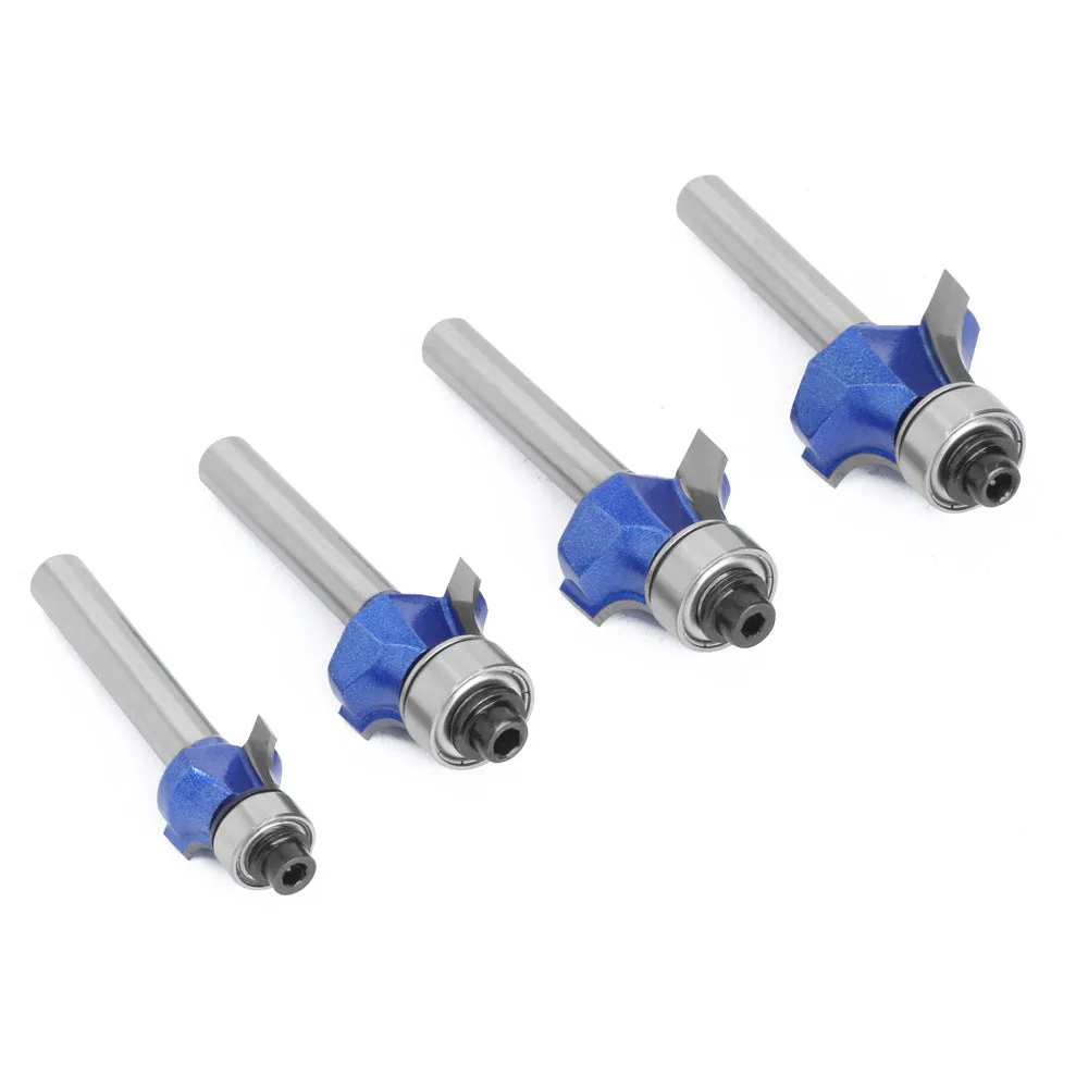 1/4 & 6 Shank Silver Blue Rounded Router Bits for Woodworking, Edge Trimming Machines, and Line Trimming