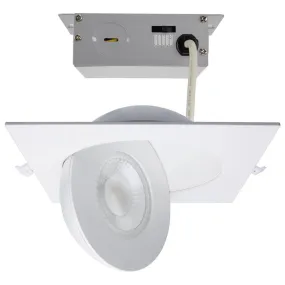 15 Watt; CCT Selectable; LED Direct Wire Downlight; Gimbaled; 6 Inch Square; Remote Driver; White