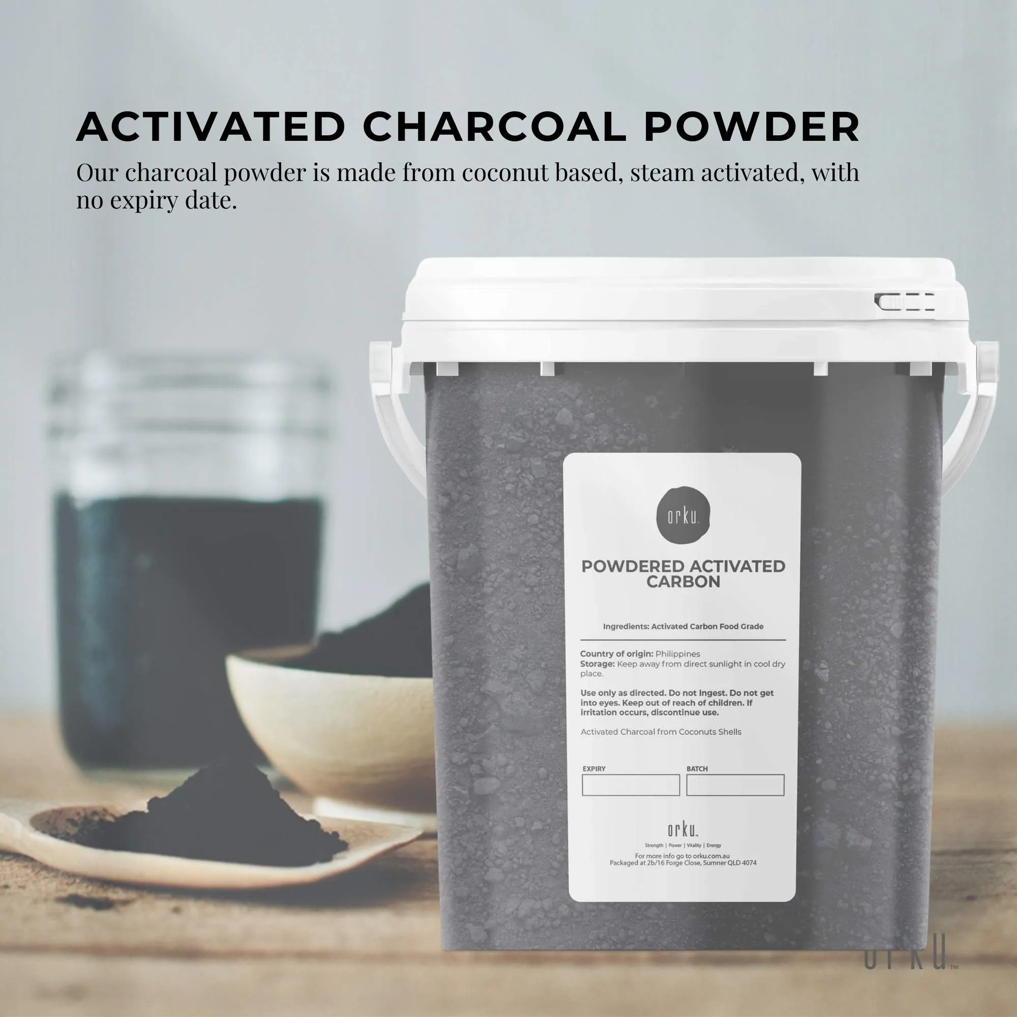 400g Activated Carbon Powder Coconut Charcoal Bucket - Teeth Whitening   Skin