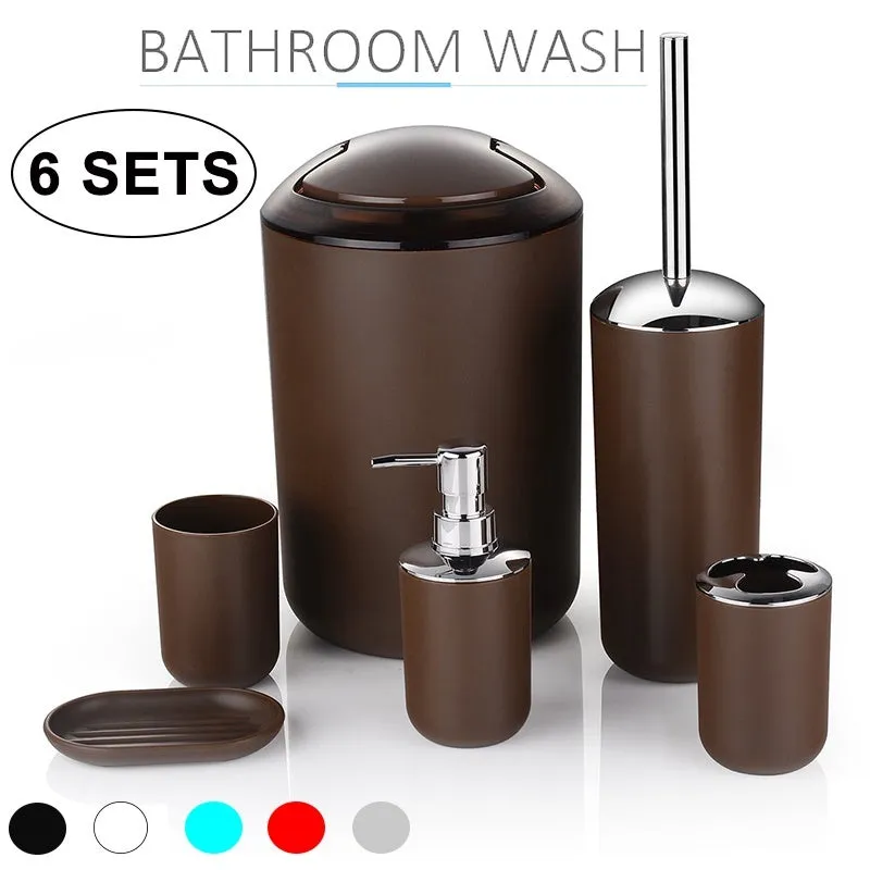 4/6pcs Toothbrush Holder Trash Can Soap Dispenser Bathroom Accessories Set