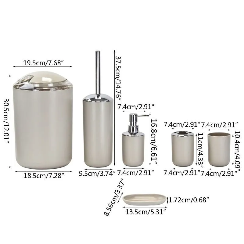 4/6pcs Toothbrush Holder Trash Can Soap Dispenser Bathroom Accessories Set