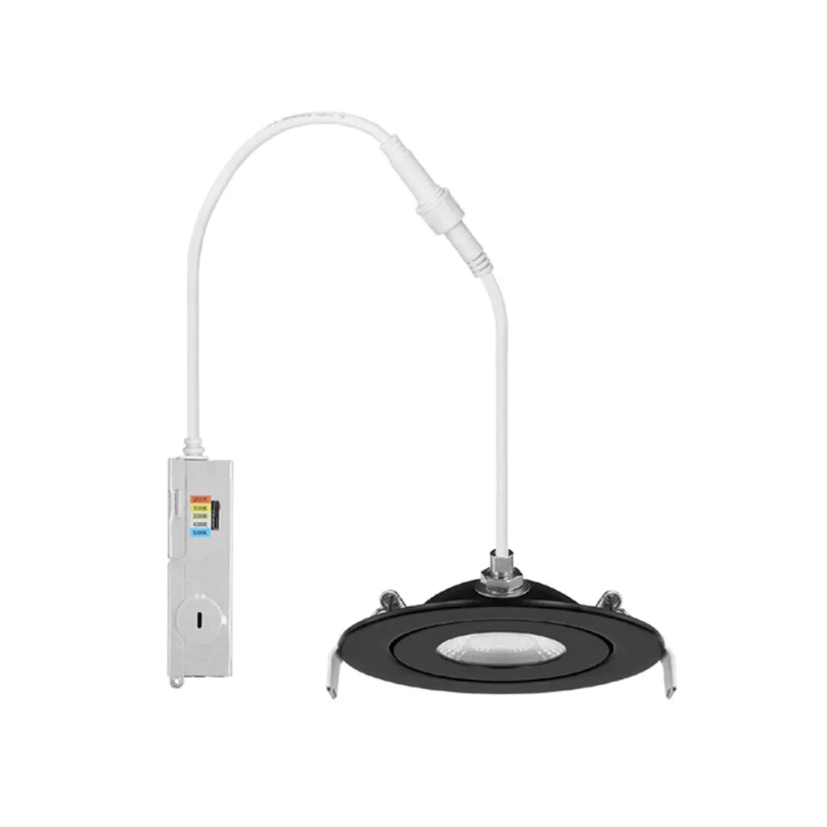 4" Gimbal LED Canless Recessed Light, 600 Lumens, Selectable 2700K to 5000K, Black Finish