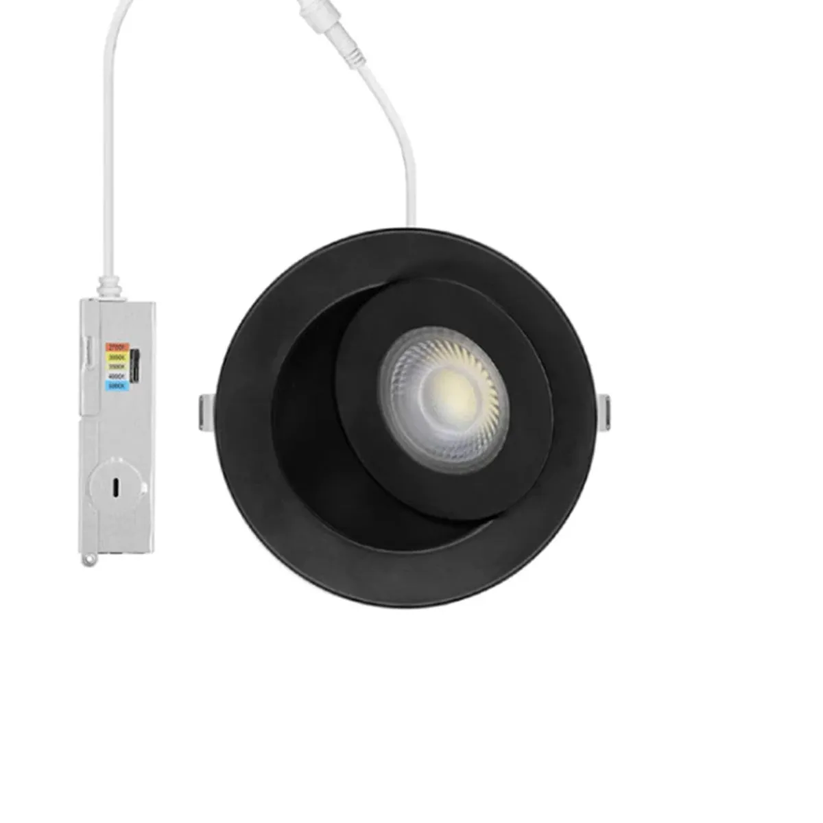 4" Gimbal LED Canless Recessed Light, 600 Lumens, Selectable 2700K to 5000K, Black Finish