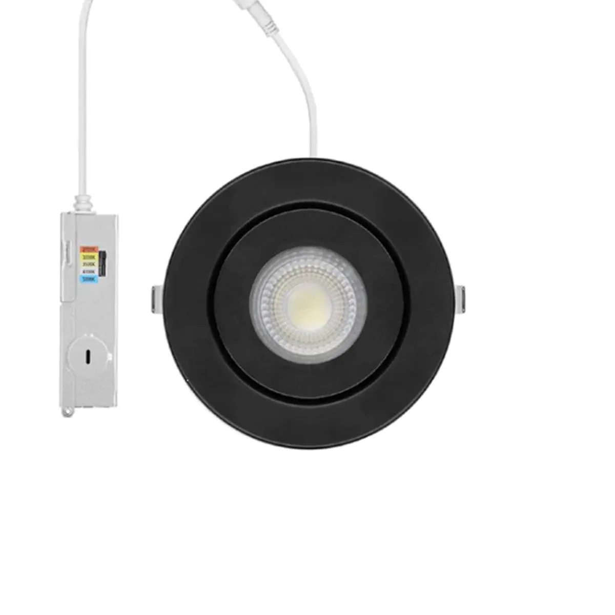 4" Gimbal LED Canless Recessed Light, 600 Lumens, Selectable 2700K to 5000K, Black Finish