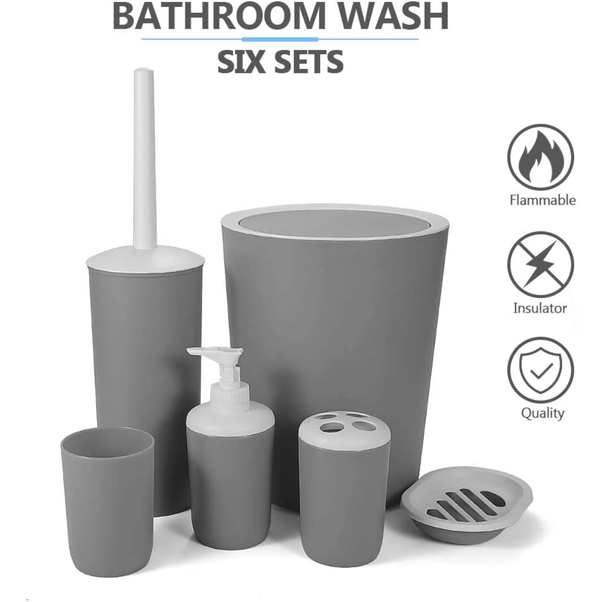 6-Piece Bathroom Accessories Set Modern Vanity Kit