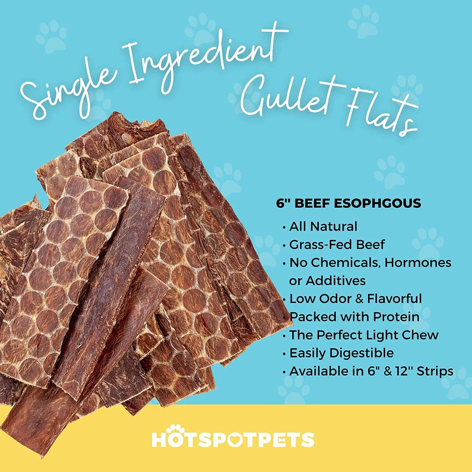 6" Beef Esophagus Gullet Treats for Small & Medium Dogs