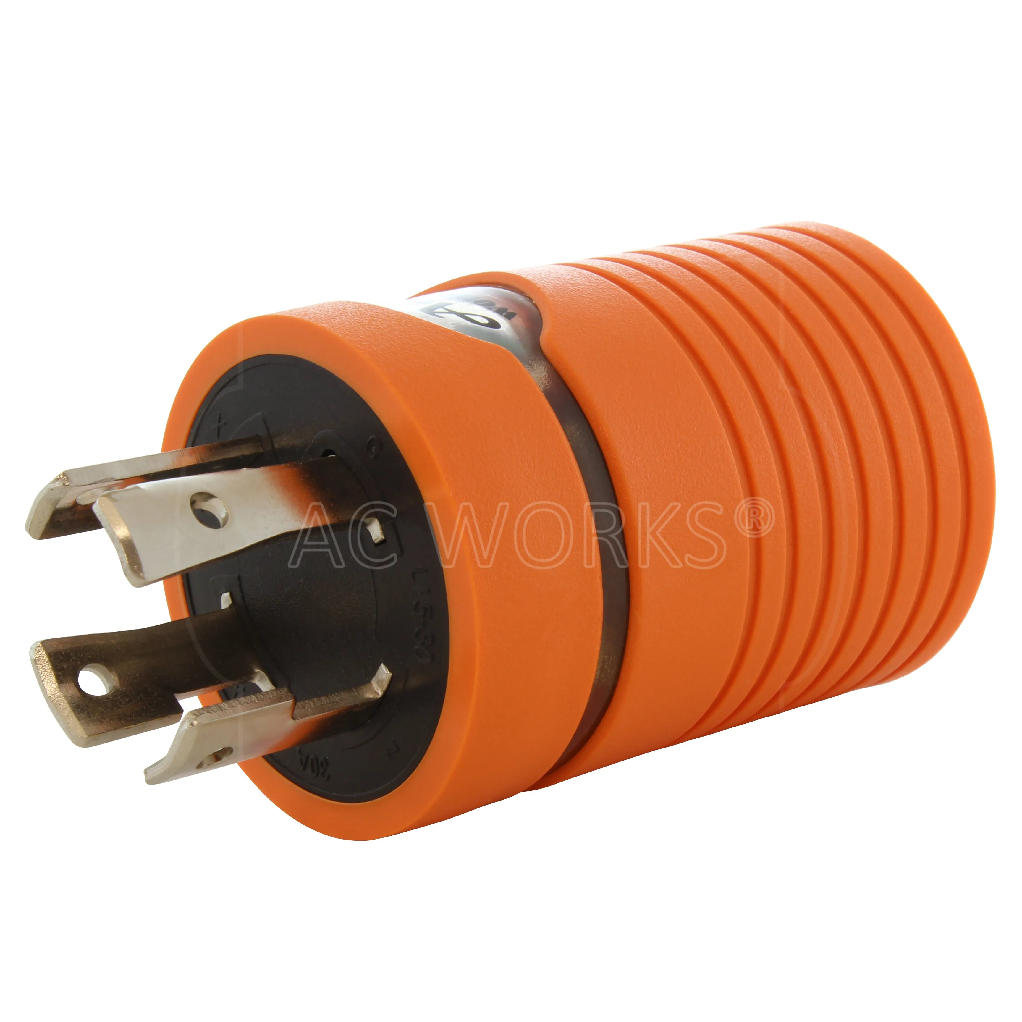 AC WORKS® [ADL1530620] Adapter L15-30P 30A 3-Phase 250V 4-Prong Plug to 6-15/20R 250V 15/20A T-Blade