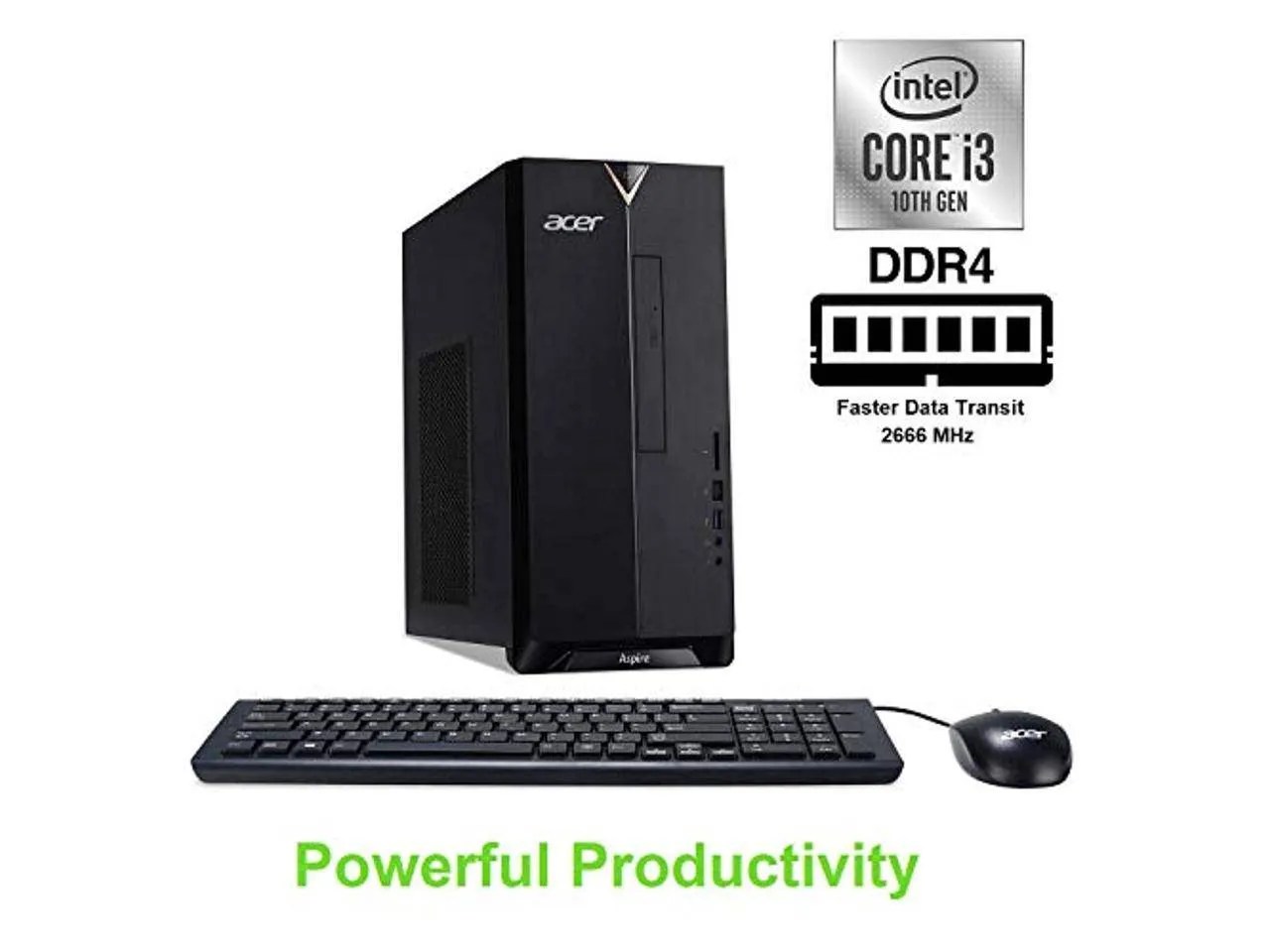 Acer Aspire TC-895-UA91 Desktop - Intel Core i3-10100 3.6GHz - 8GB RAM - 512GB NVMe SSD - DVD-RW - WiFi   Bluetooth - Windows 10 Home