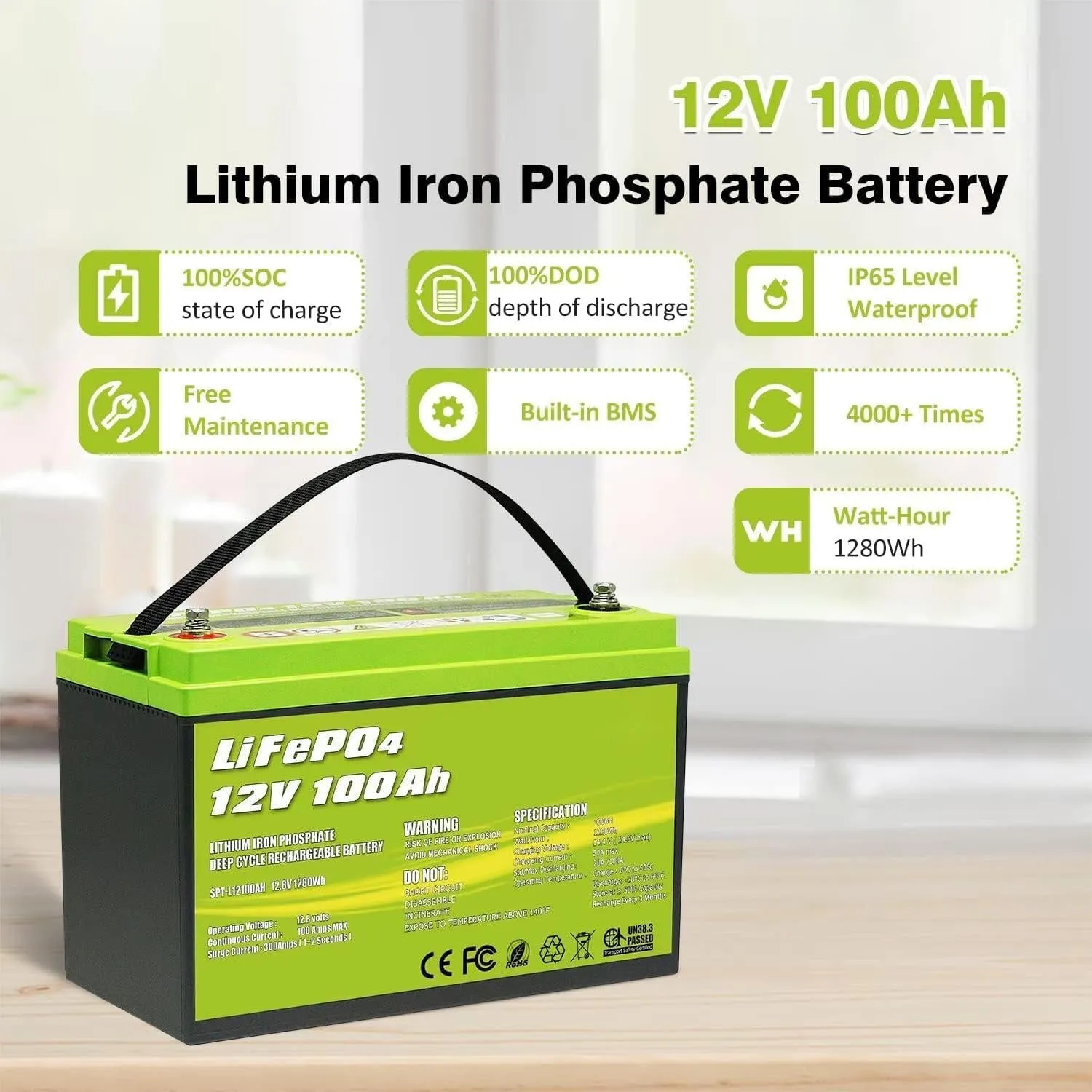 Acopower 12V 100Ah LiFePO4 Deep Cycle Lithium Battery