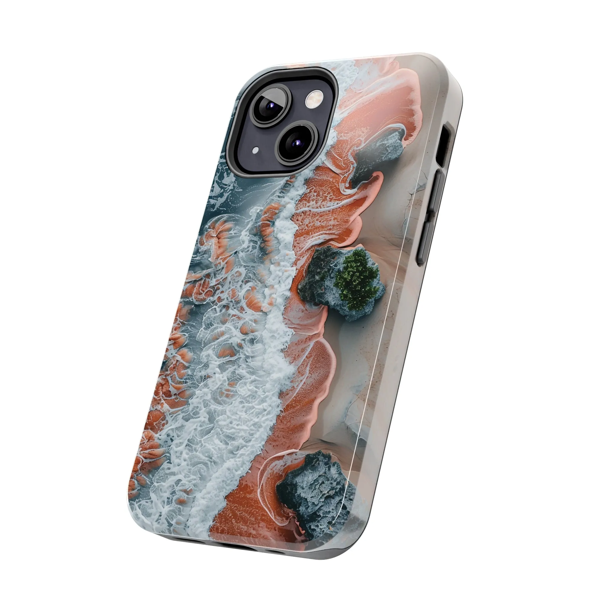 Aerial Beach Waves iPhone Case, Ocean Photography Phone Cover, Unique Sandy Shoreline Mobile Case, Artistic Sea View iPhone Accessories Protective Case for iPhone Models, Tough iPhone Case