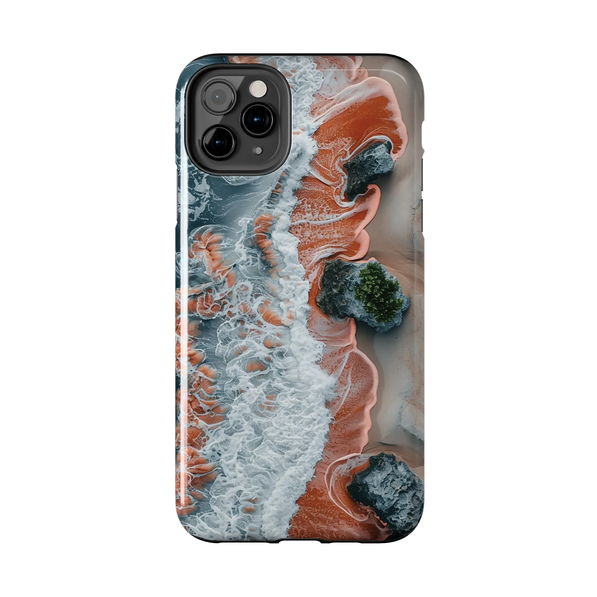 Aerial Beach Waves iPhone Case, Ocean Photography Phone Cover, Unique Sandy Shoreline Mobile Case, Artistic Sea View iPhone Accessories Protective Case for iPhone Models, Tough iPhone Case