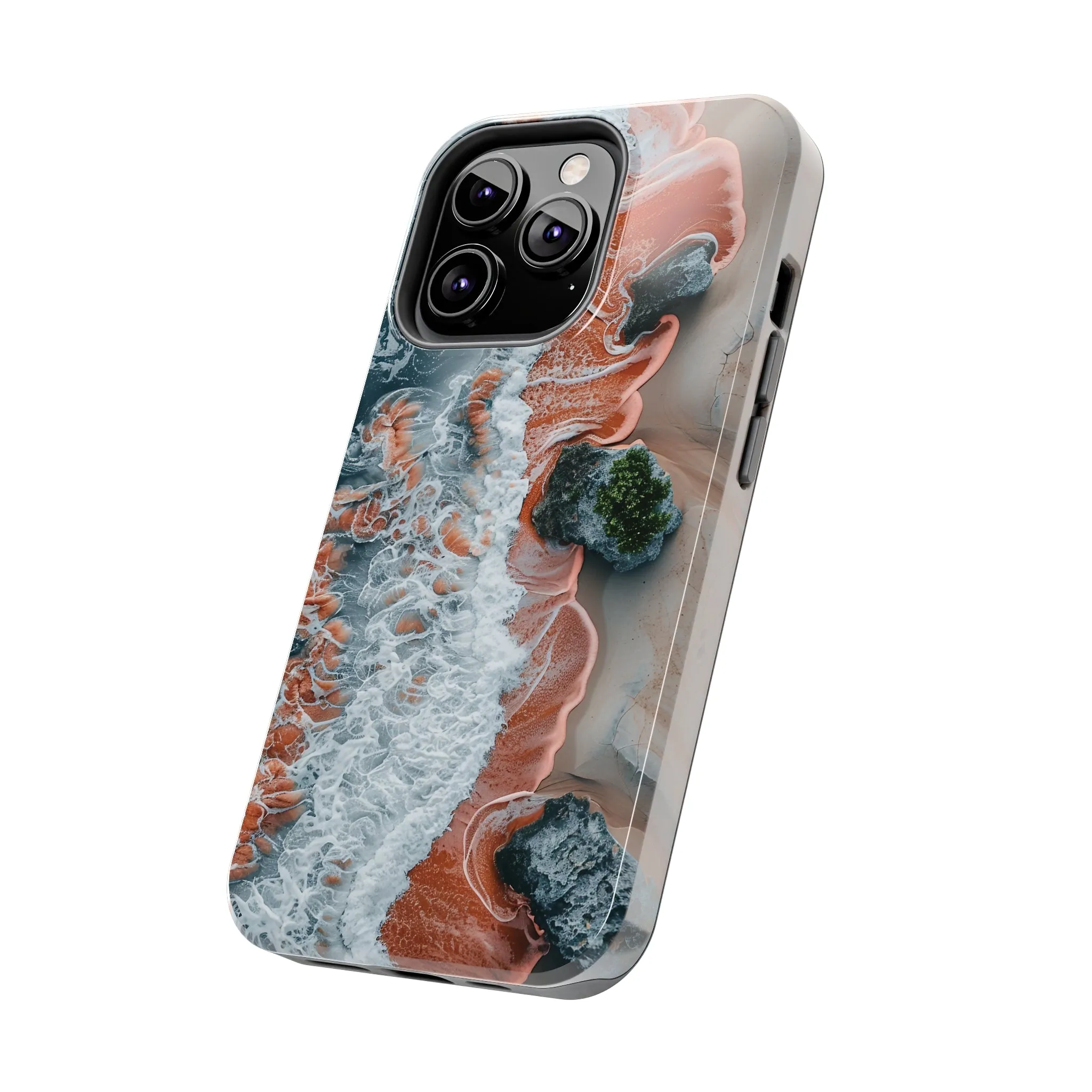 Aerial Beach Waves iPhone Case, Ocean Photography Phone Cover, Unique Sandy Shoreline Mobile Case, Artistic Sea View iPhone Accessories Protective Case for iPhone Models, Tough iPhone Case