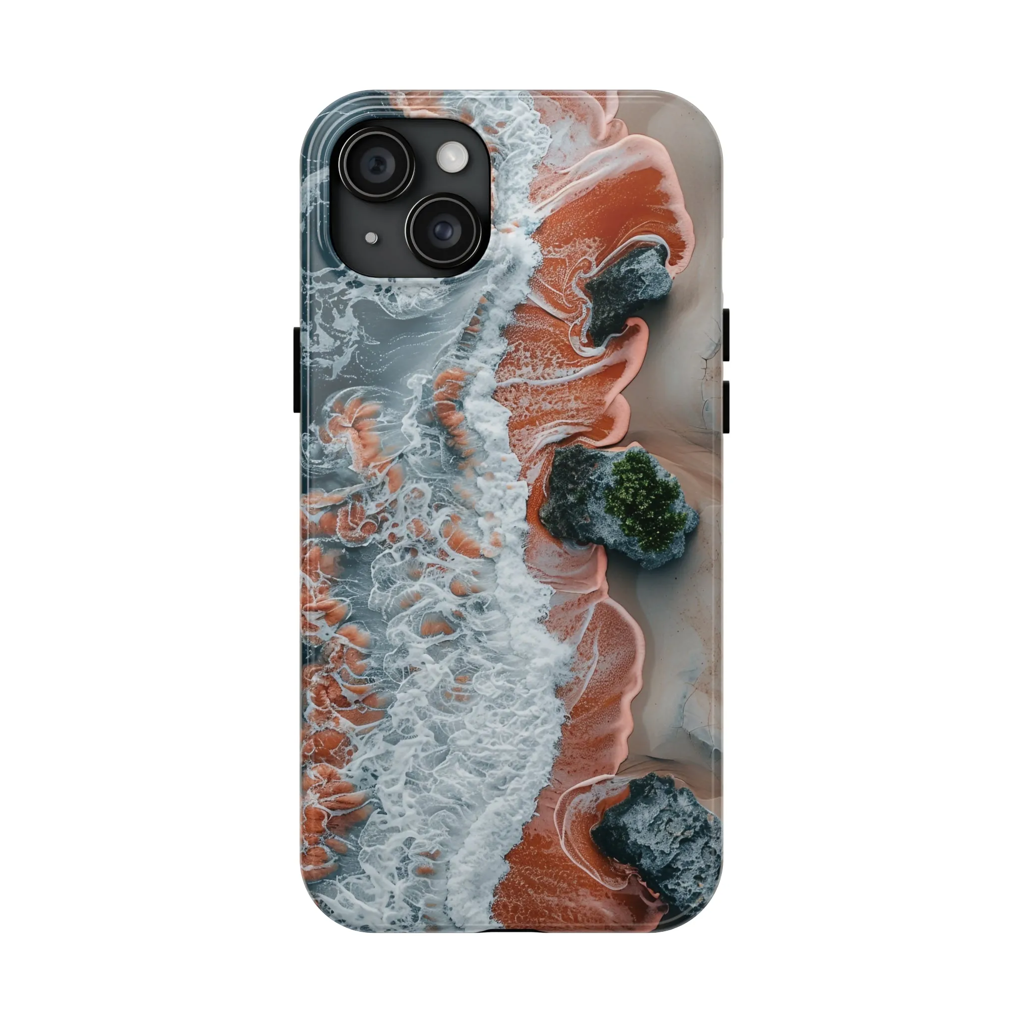 Aerial Beach Waves iPhone Case, Ocean Photography Phone Cover, Unique Sandy Shoreline Mobile Case, Artistic Sea View iPhone Accessories Protective Case for iPhone Models, Tough iPhone Case