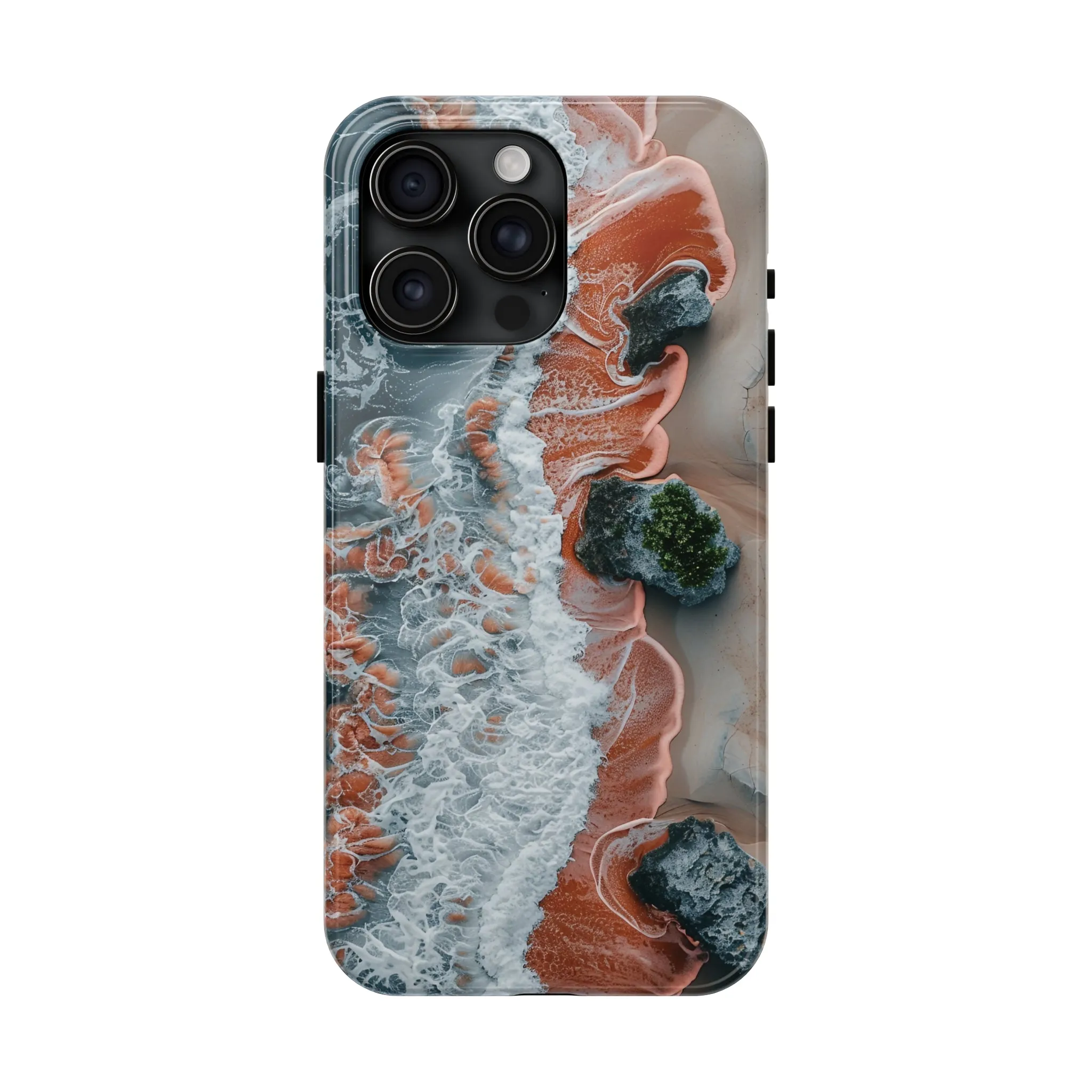 Aerial Beach Waves iPhone Case, Ocean Photography Phone Cover, Unique Sandy Shoreline Mobile Case, Artistic Sea View iPhone Accessories Protective Case for iPhone Models, Tough iPhone Case