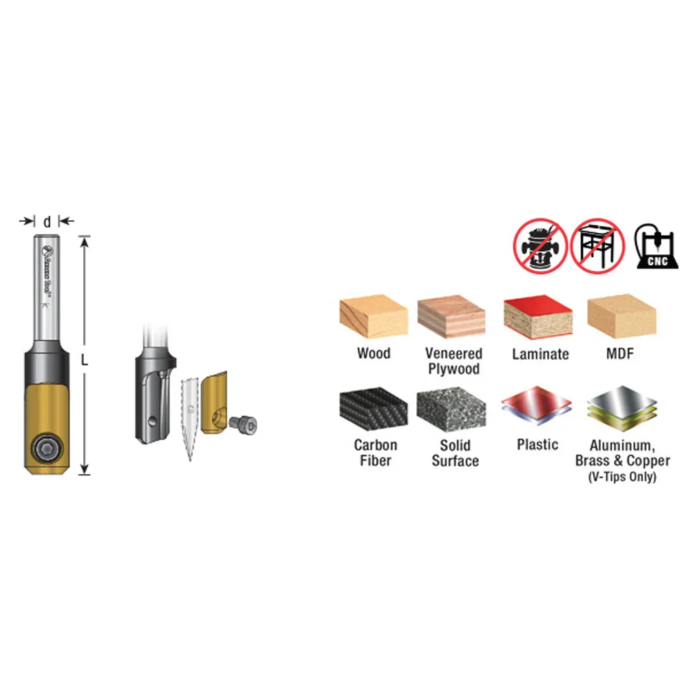 Amana CNC Engraving Tool Body Router Bit (1/4" Shank)