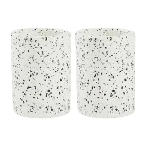 Anko Ceramic Toothbrush Holder for Bathroom | Toothpaste, Makeup Brush Holder for Bathroom | Bathroom Accessories for Wash Basin | Home, Office, Bathroom Organiser | White & Grey, Terrazzo | Set of 2