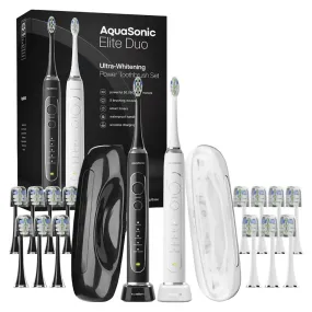 AquaSonic Elite Duo Series Electric Toothbrush Set With 10 Brush Heads