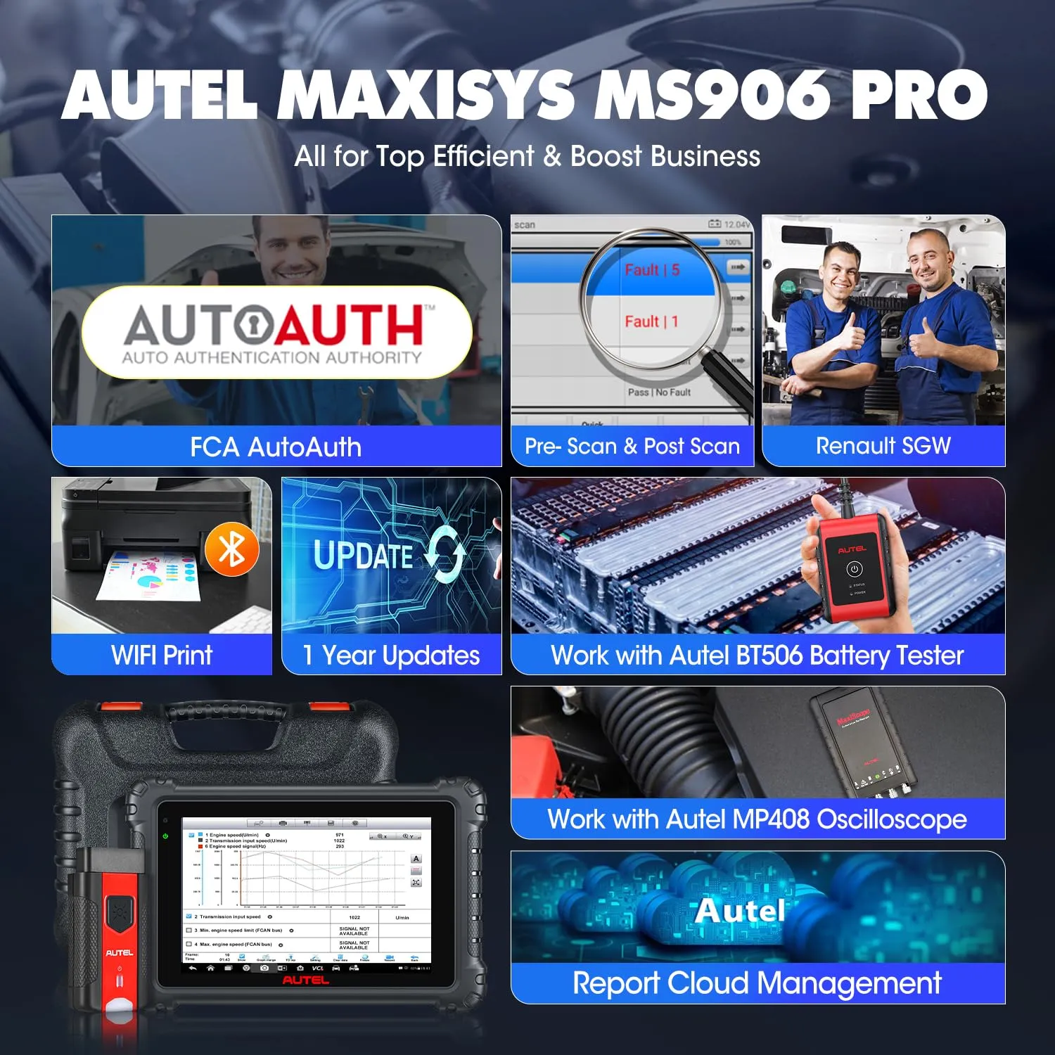 Autel MaxiSys MS906 PRO Scanner, 2024 5X Faster MS906Pro Advanced ECU Coding Upgrade of MS906BT MK908, DoIP & CAN FD, 36  Service, 3000  Active Tests, Auto Scan 2.0, 4G/128G, FCA Autoauth