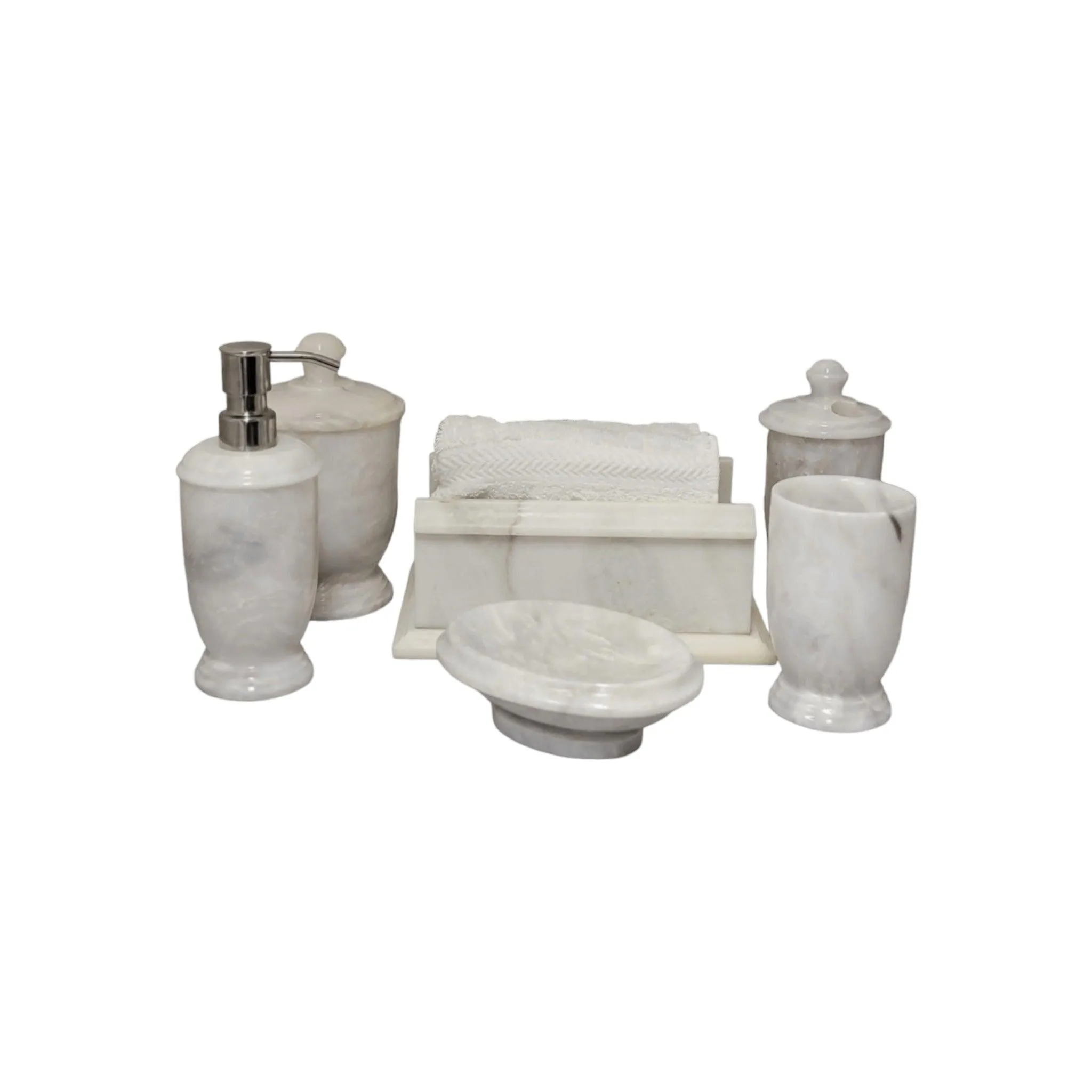 Bath Accessory Sets - White Marble Bathroom