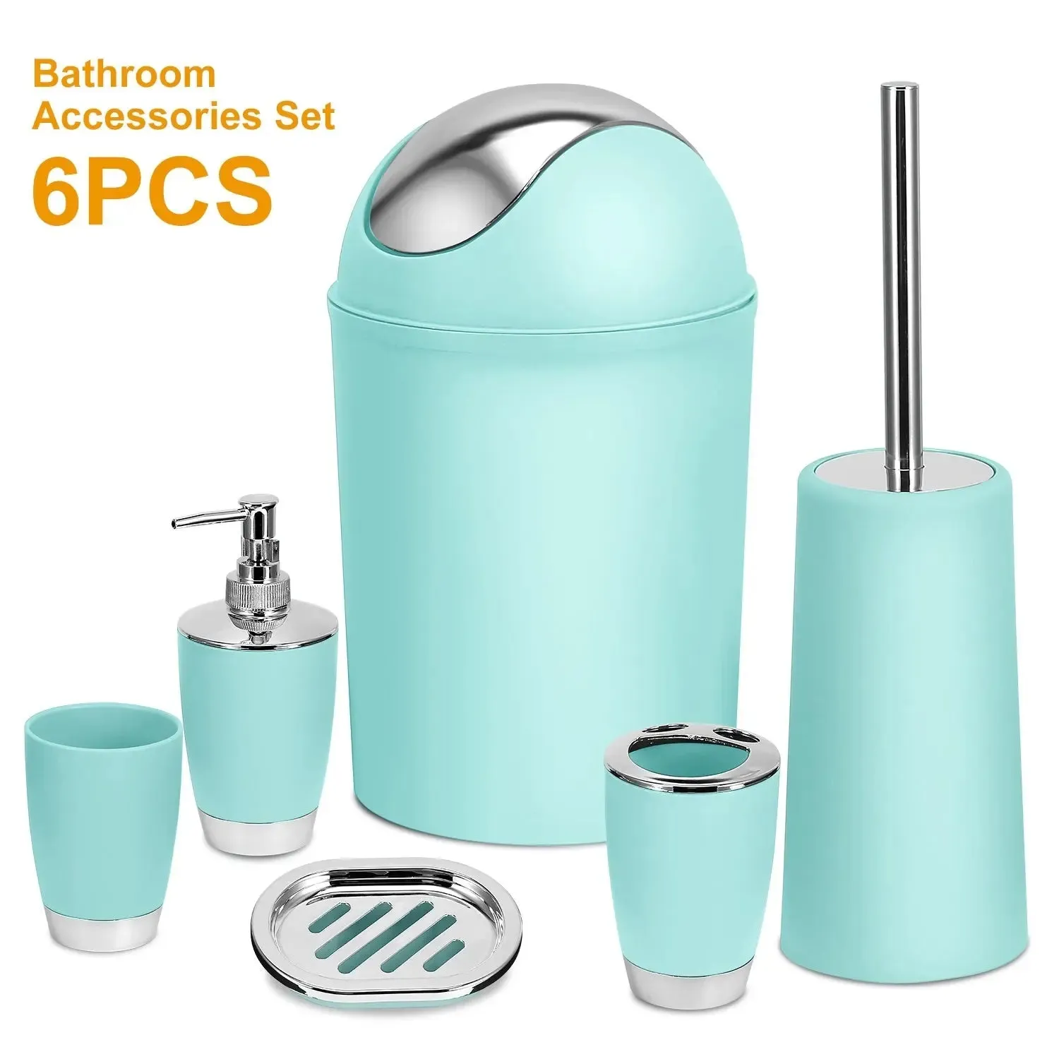 Bathroom Accessories Set 6 Pcs Bathroom Ensemble Complete with Soap Dispenser & Toothbrush Holder