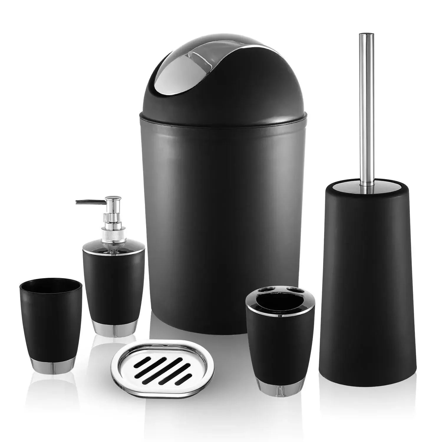 Bathroom Accessories Set 6 Pcs Bathroom Ensemble Complete with Soap Dispenser & Toothbrush Holder