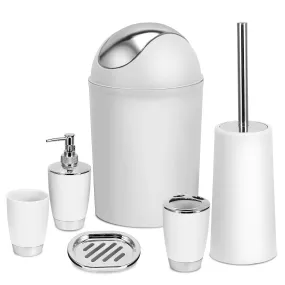 Bathroom Accessories Set 6 Pcs Bathroom Ensemble Complete with Soap Dispenser & Toothbrush Holder