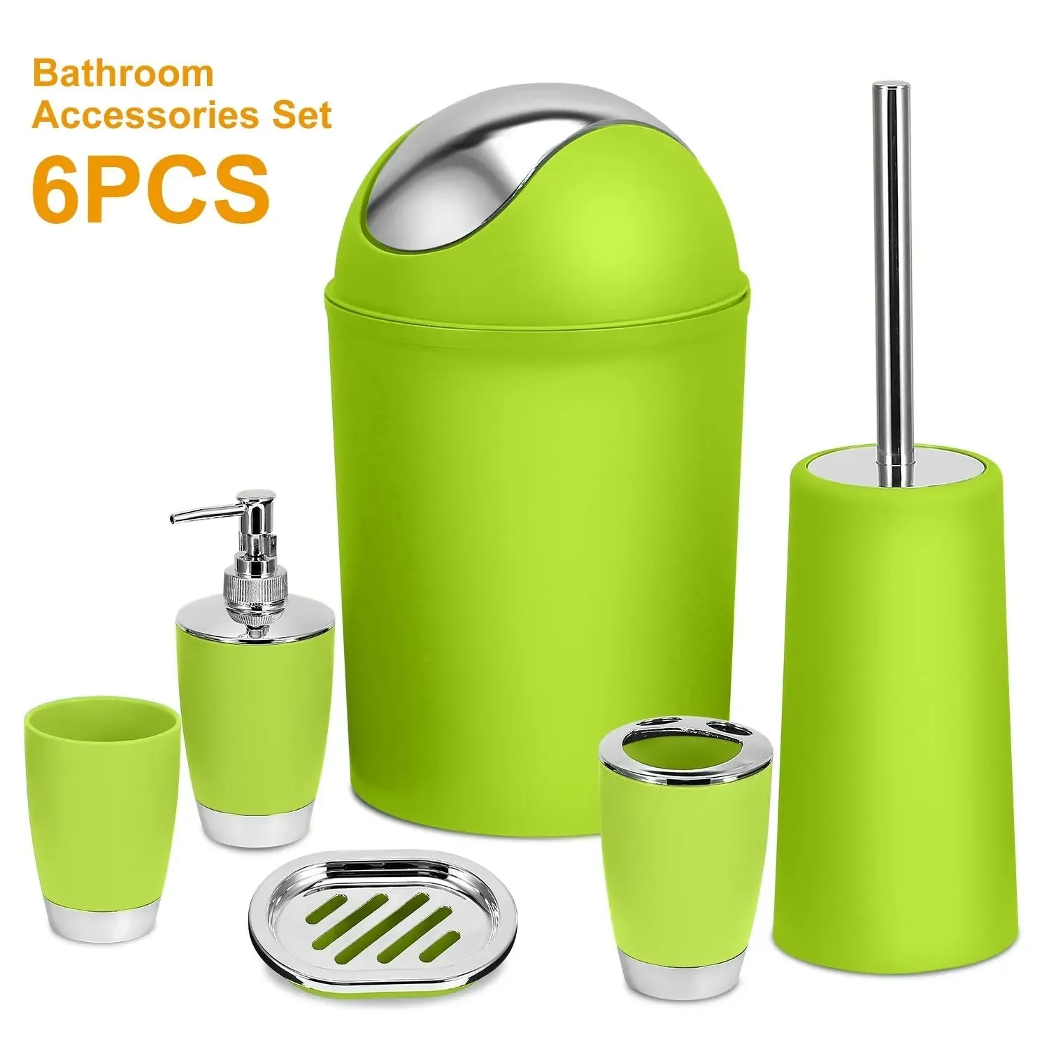 Bathroom Accessories Set 6 Pcs Bathroom Ensemble Complete with Soap Dispenser & Toothbrush Holder