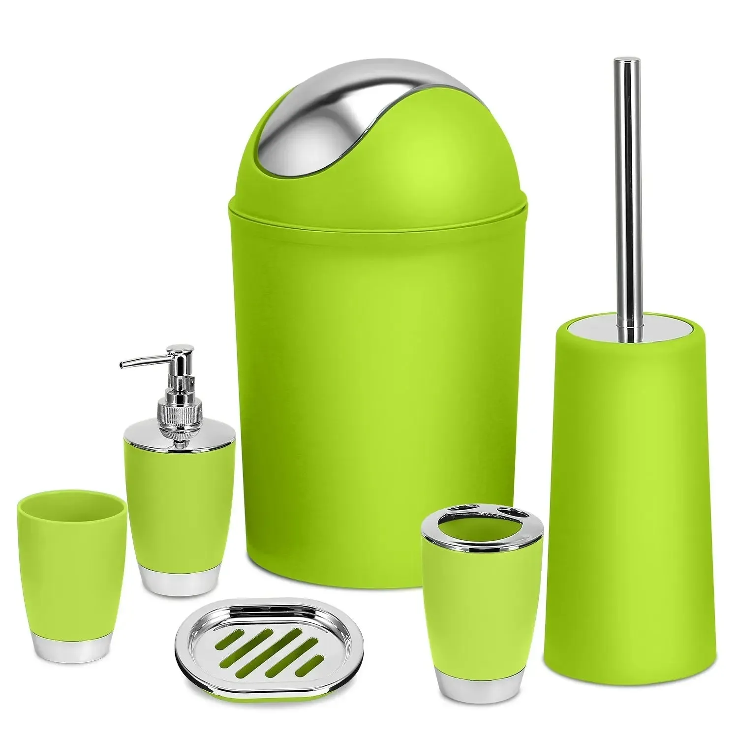 Bathroom Accessories Set 6 Pcs Bathroom Ensemble Complete with Soap Dispenser & Toothbrush Holder