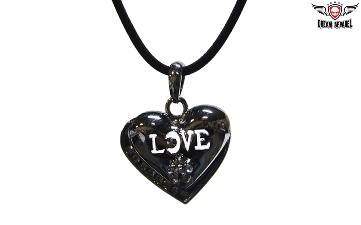 Black Velvet Cord with Silver Heart