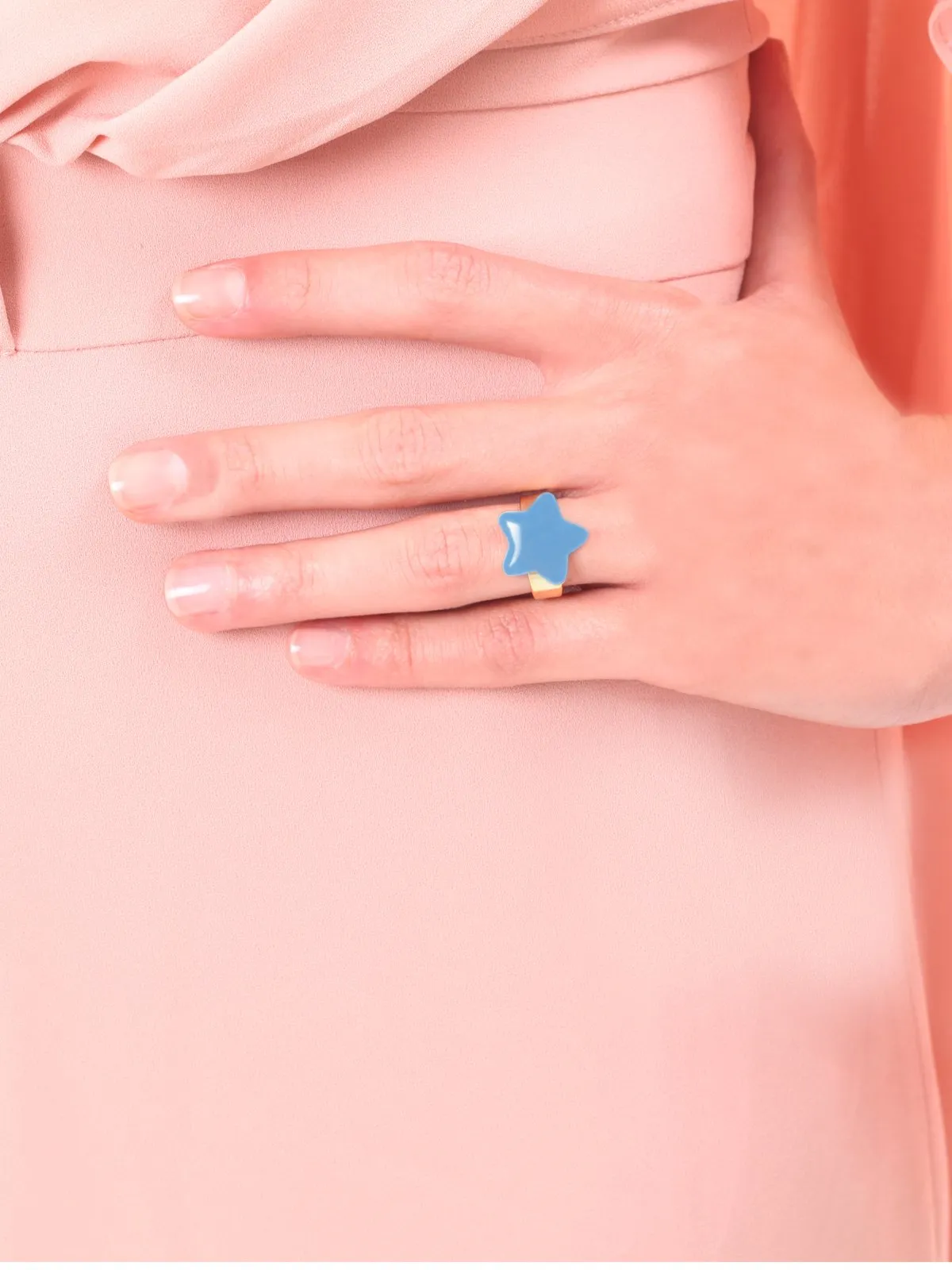 Blue Enamel Star Ring