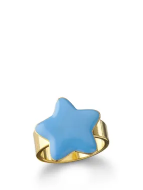 Blue Enamel Star Ring