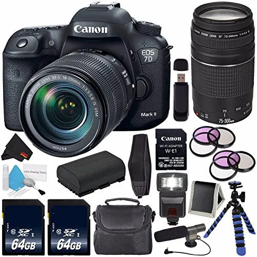 Canon EOS 7D Mark II DSLR Camera (International Version) with 18-135mm f/3.5-5.6 is USM Lens & W-E1 Wi-Fi Adapter 9128B1 Starter Bundle