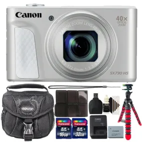 Canon Powershot SX730 HS 20.3MP Digital Camera Silver with 64GB Memory Card