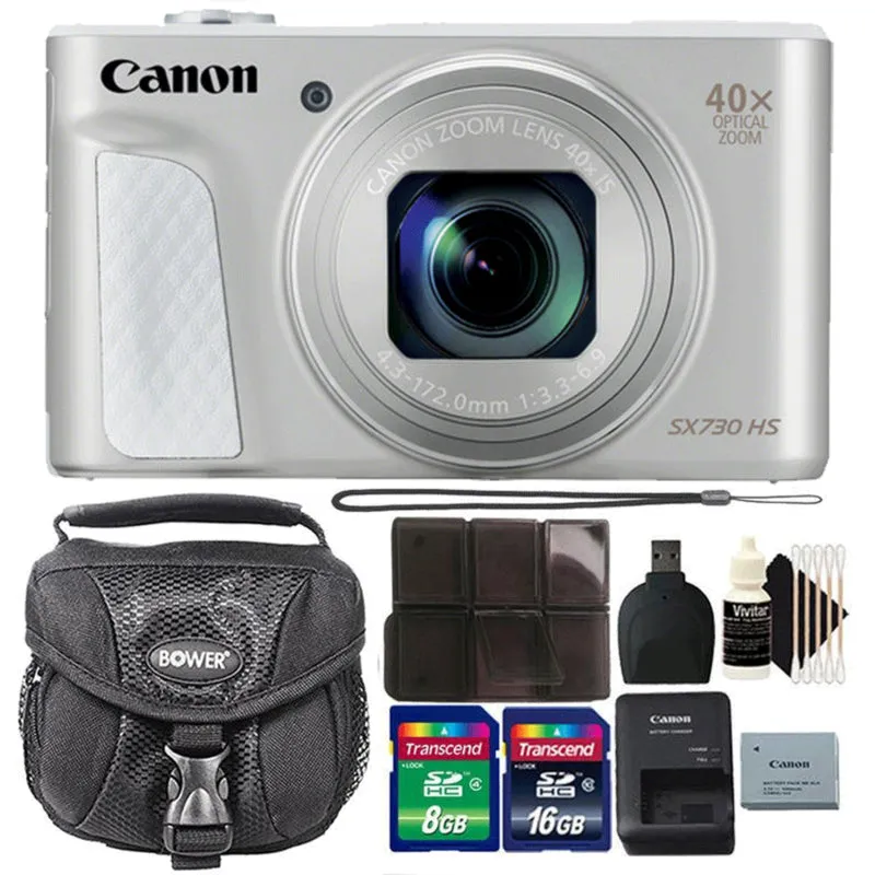 Canon Powershot SX730 HS 20.3MP Digital Camera Silver with Camera Case