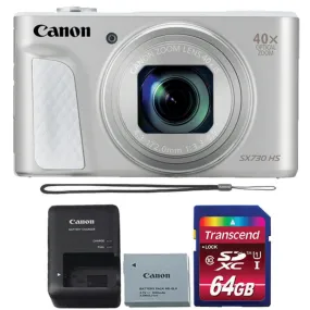 Canon Powershot SX730 HS Compact Digital Camera Silver with 64GB Accessory Kit