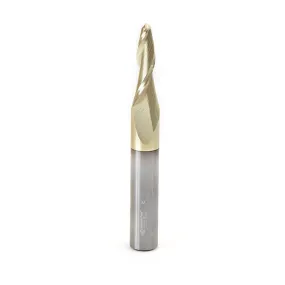 Carving Tapered Ball Nose CNC Router Bit | 5° x 1⁄4 Dia x 1⁄8 Radius x 1 3⁄8 x 1⁄2 Shank x 4" Long | 46285 | 738685462850