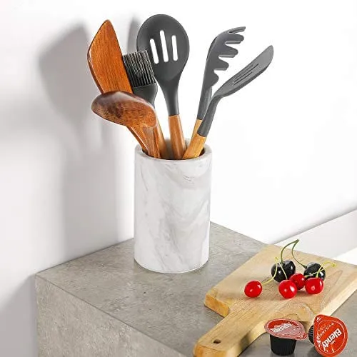 ChasBete Kitchen Utensil Holder for Countertop, Natural Marble Wine Chiller Bucket/Utensil Crock/Cooking Utensil Holder