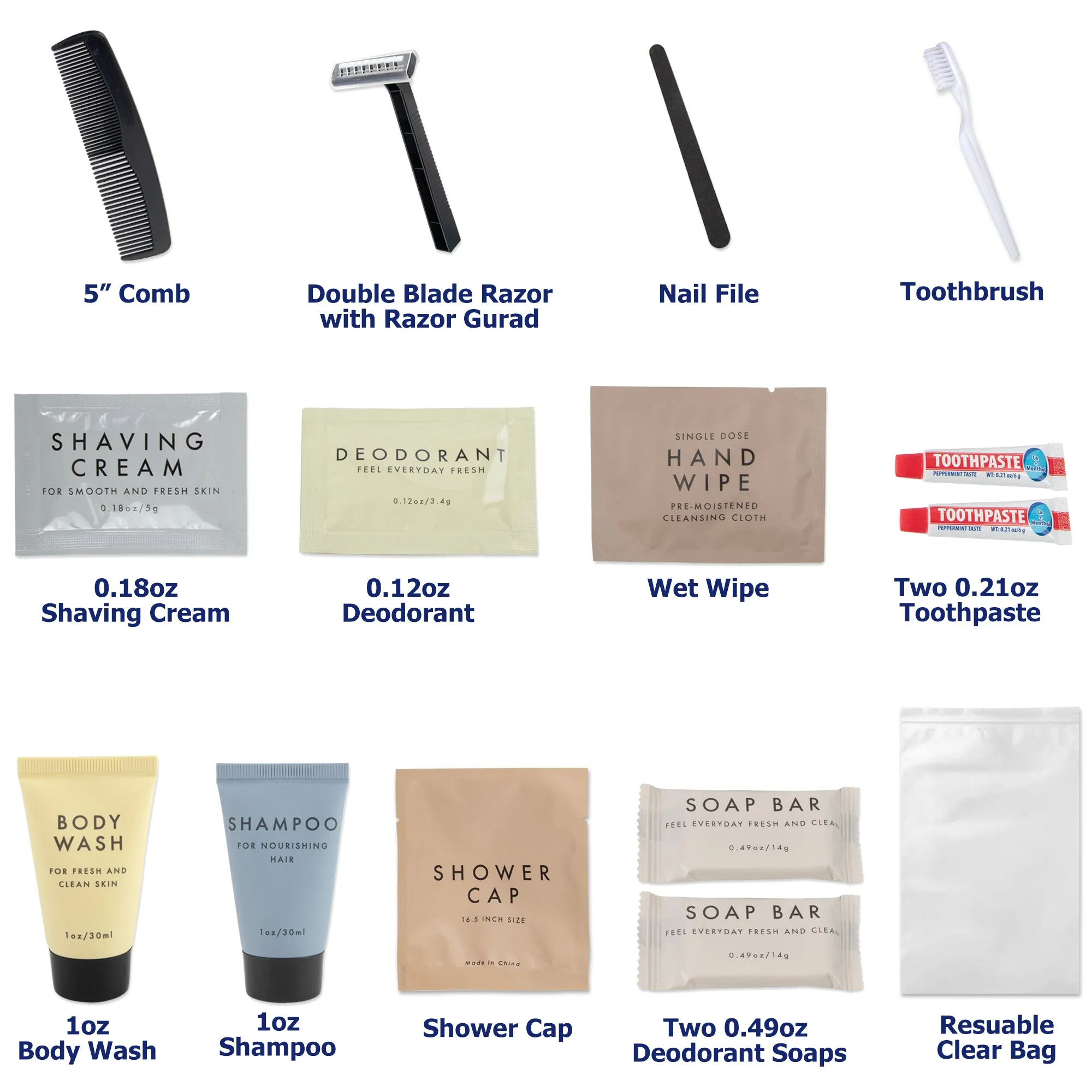 Classic 15 Piece Travel Hygiene Kit